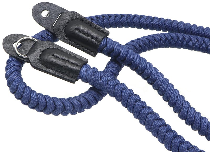 HITHUT Paracord Woven Camera Neck Shoulder Strap Belt Hand Compatible with Canon Nikon Sony Olympus Pentax Fujifilm Panasonic SLR DSLR Digital Mirrorless Cameras 36inch Navy Blue - Image 3
